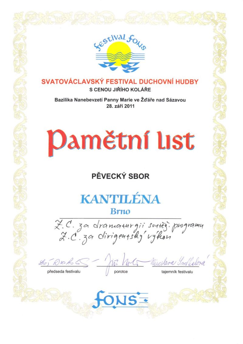 FONS Pamětní list